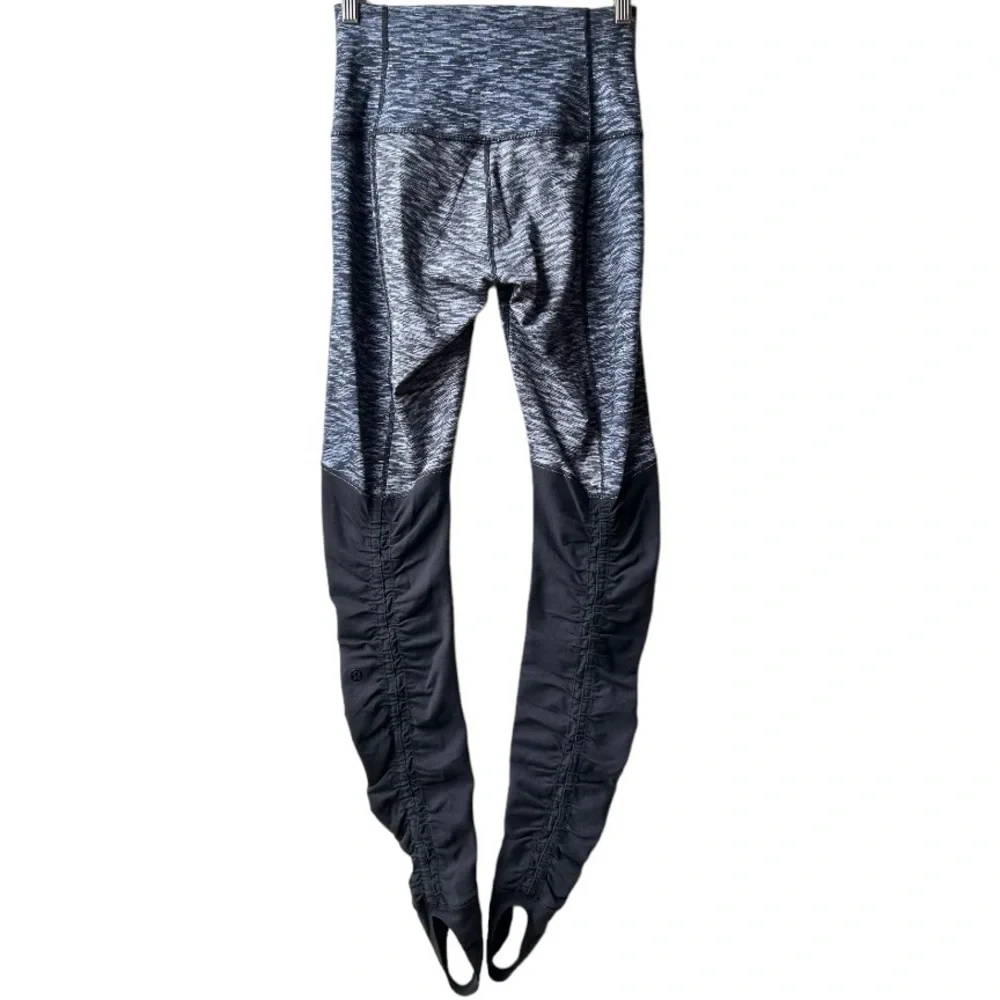 Lululemon Wunder Under Stirrup Leggings Dramatic Static White Black / Black Sz 6